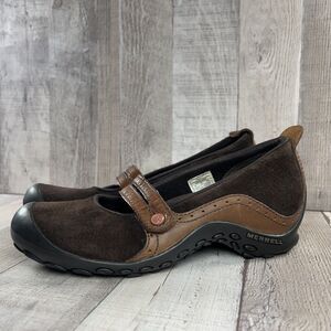 Merrell Womens 7 Plaza Bandeau Leather Suede Mary Jane Casual Shoe Slip On Brown